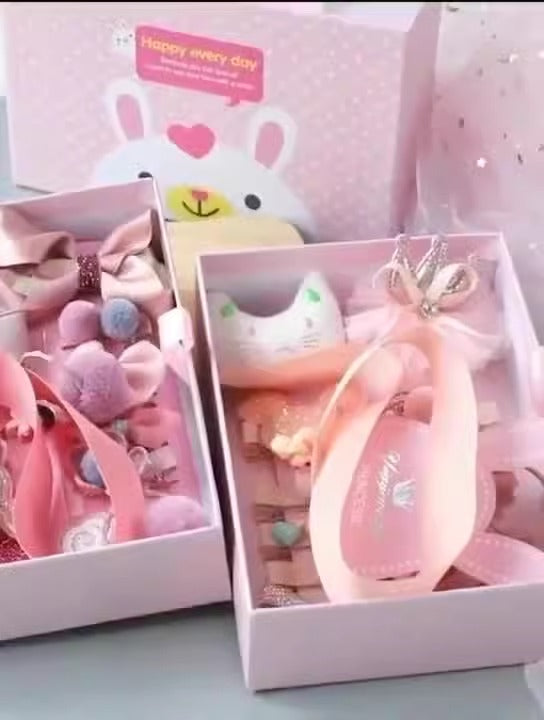 18 Piece Handheld Gift Box Headwear Children's Hair Clips Crown PrinceHair Clips Crown Princess Hair Accessories Cute Bow Knot Hair Loop Headrope