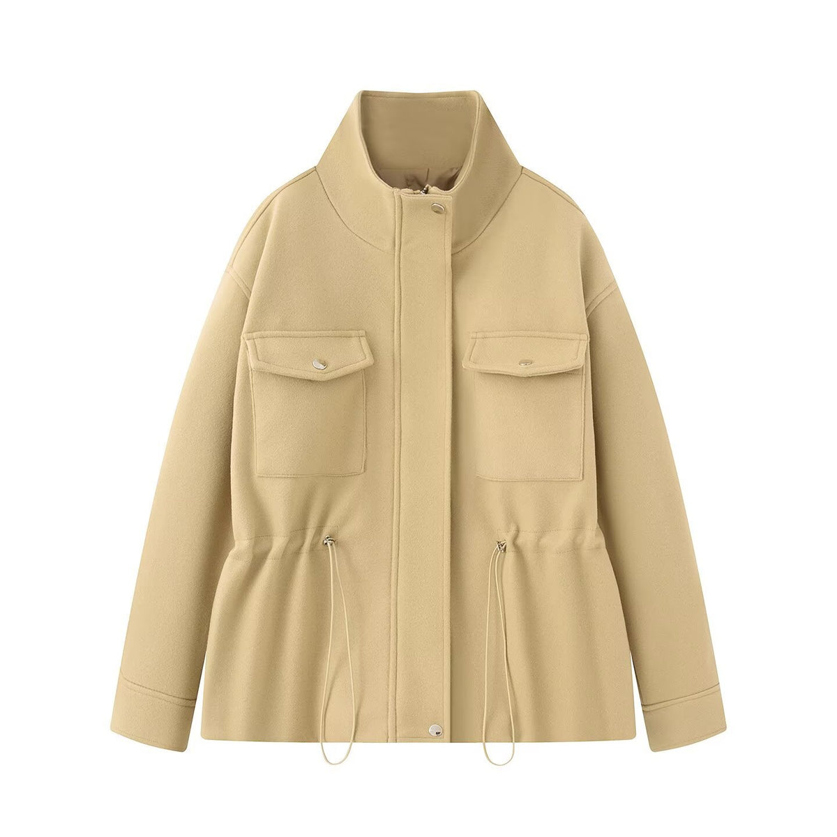 Zip-Up Stand Collar Adjustable Waist Jacket - product image 7