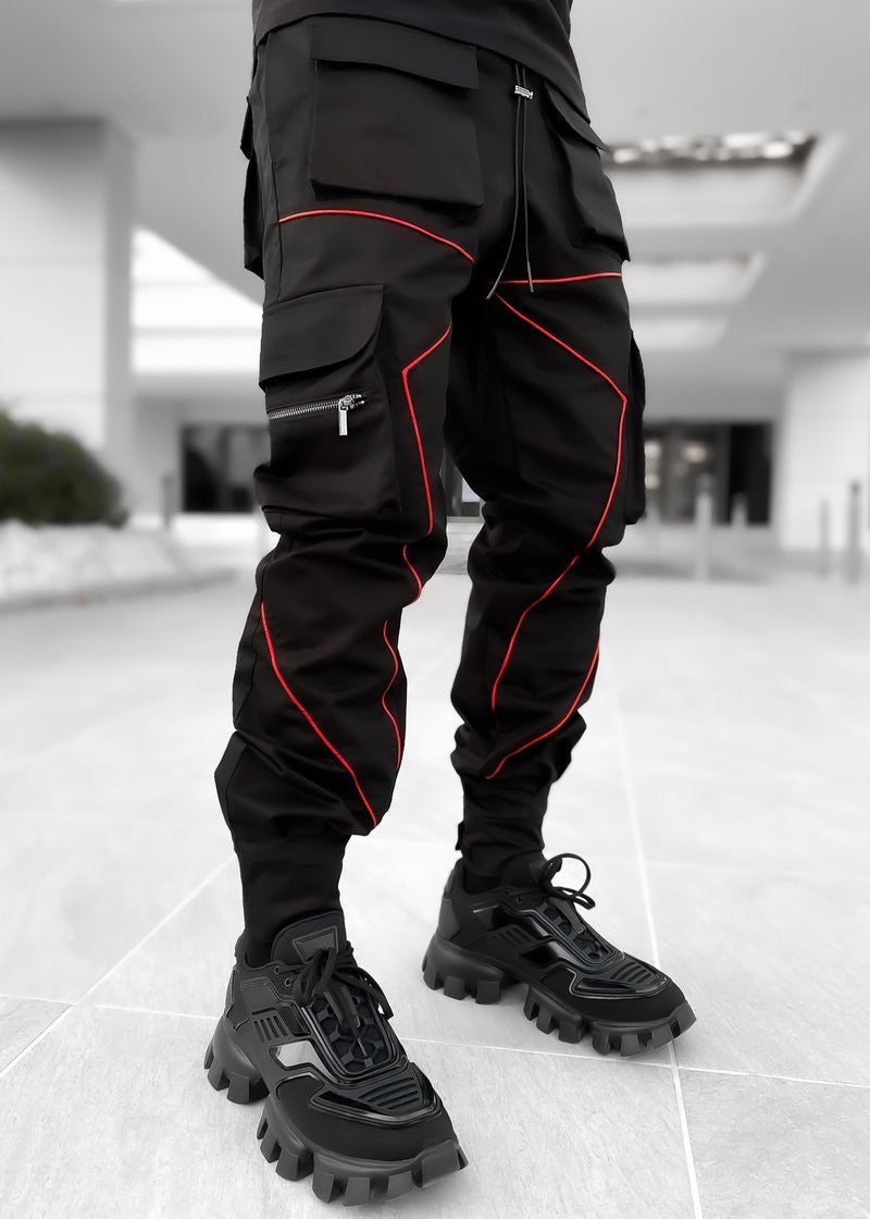 Spring and autumn new casual pants male Korean version of the trendy brand multi-bag overalls loose straight-leg pants outdoor running trousers - 2bazar4