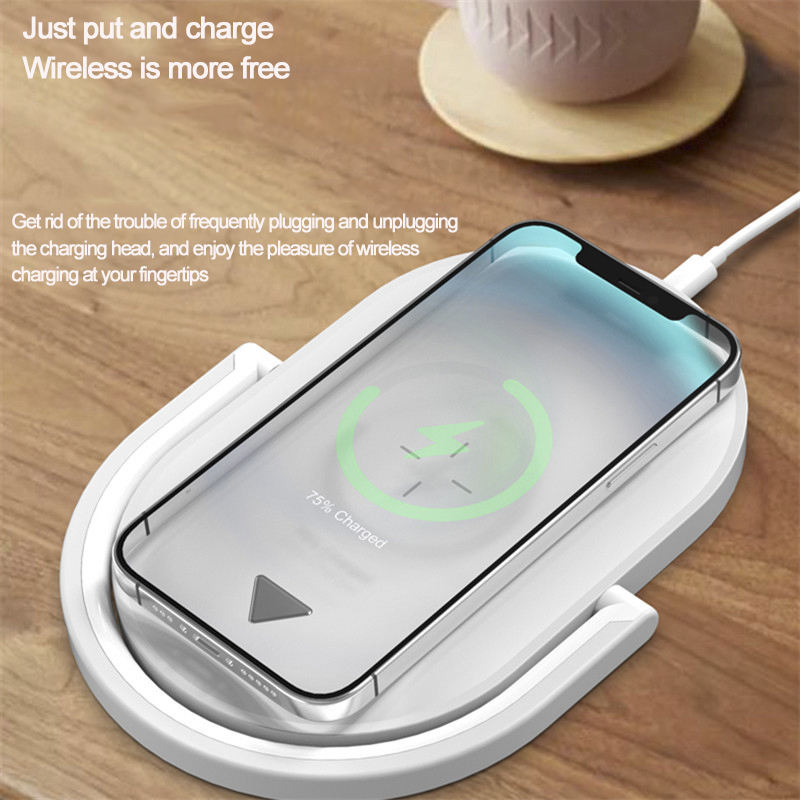 Night Light Wireless Charger 15W Fast Charge with Mobile Phone Stand Desk Lamp Power Bank - 2bazar4