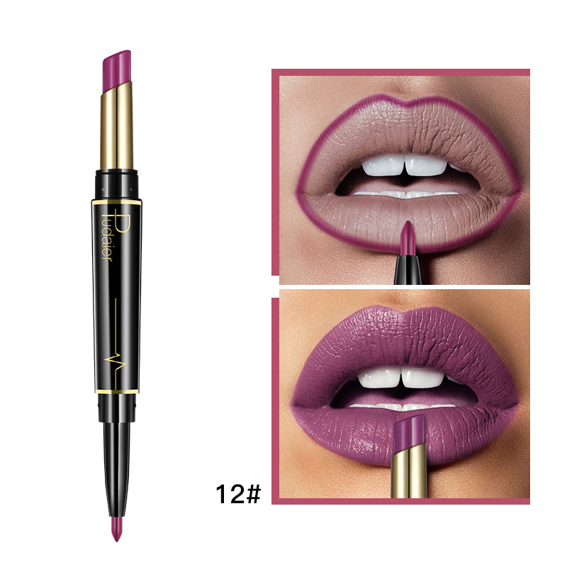 Matte Lipstick Wateproof Double Ended Long Lasting Lipsticks Brand Lip Makeup Cosmetics Nude Dark Red Lips Liner Pencil - 2bazar4