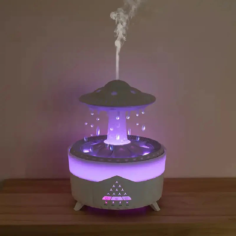 Rain Drop Air Humidifier Essential Oil Diffuser 350ml 7 Colors LED Lamp Ultrasonic Remote Control USB Rain Cloud Aroma Diffuser - 2bazar4
