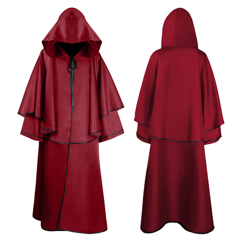 Medieval 5-color cloak hooded cloak monk robe cloak long sleeved wizard guide cloak cosplay - 2bazar4