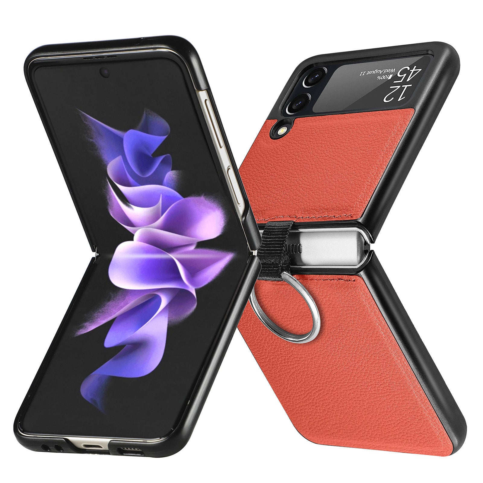 For Samsung Galaxy Z Flip3 Phone Case with Ring All-in-one all-inclusive Galaxy Folding Screen Protector - 2bazar4