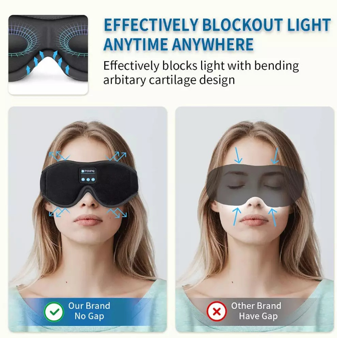 3D Bluetooth Eye Mask Headset Wireless Music Bluetooth Eye Mask New Sleep Bluetooth Eye Mask Stereo - 2bazar4