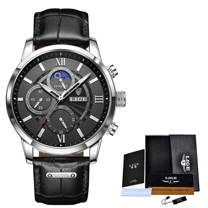 Lige New Quartz Watch Quartz Multifunction Chronograph Waterproof Watch - 2bazar4