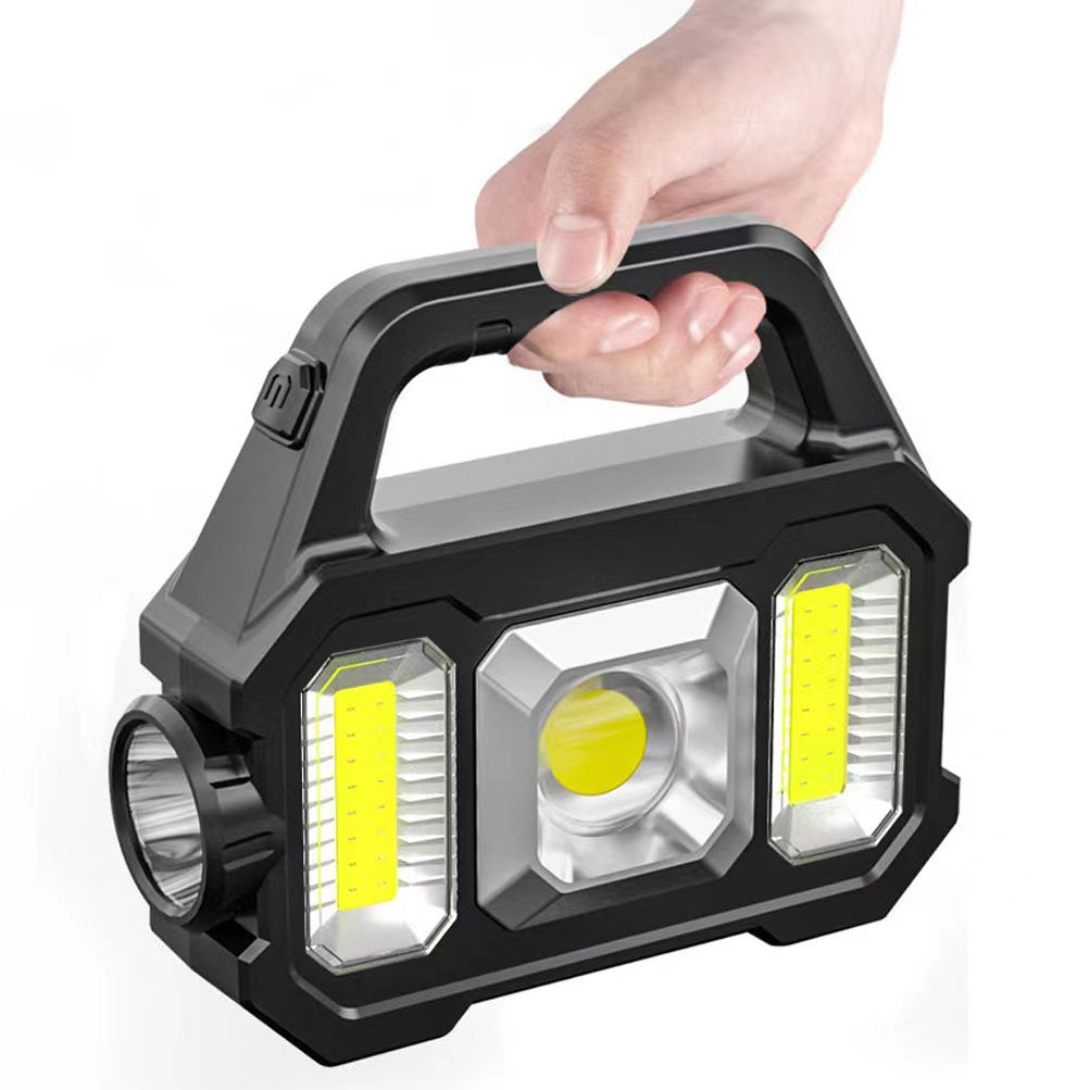 Multifunctional Searchlight Outdoor Waterproof Solar Rechargeable Glare Flashlight Cob Portable Light eprolo