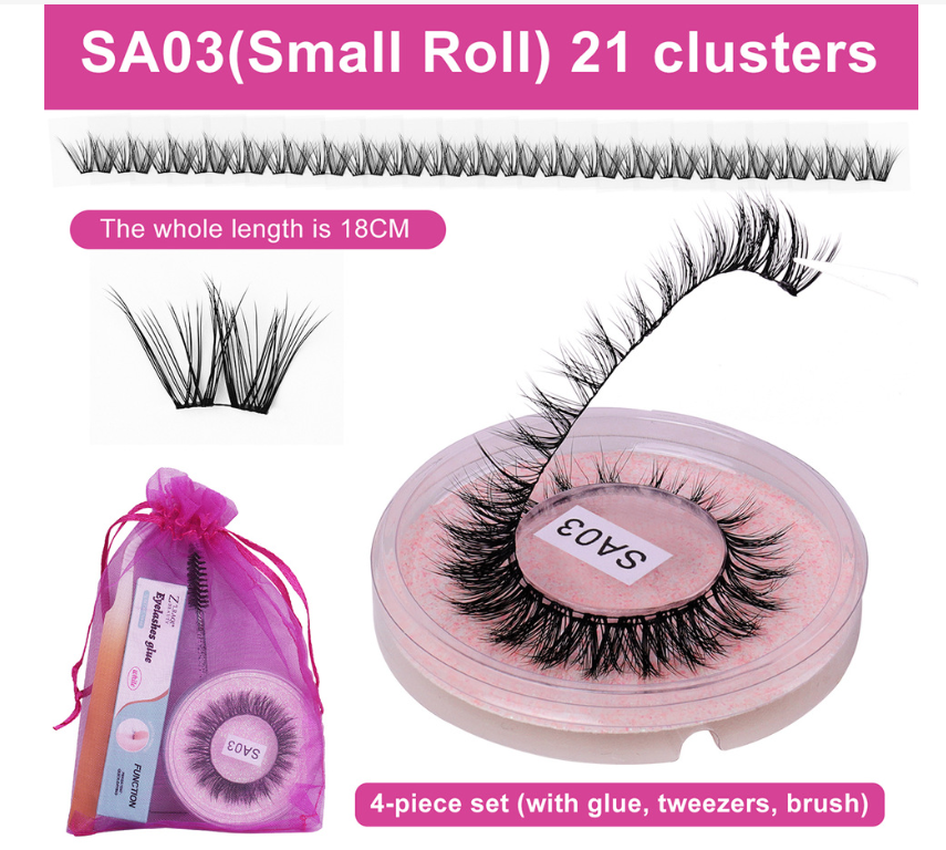 DIY false eyelashes set whole cut eyelashes European and American thick curling travel size eyelash combination - 2bazar4