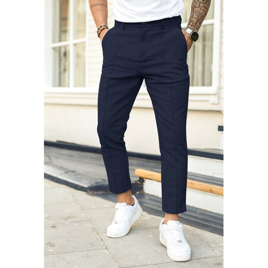 Men's double line solid color casual trousers - 2bazar4