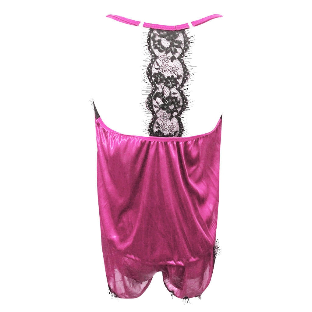 Women Sleepwear Pyjama Sets Sleeveless Strap Lace Trim Satin Cami Top Nightwear Femme Sexy Summer Homewear Sleepwears - 2bazar4
