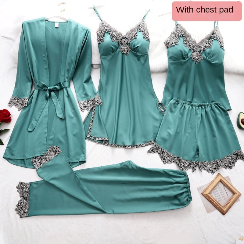 5 Pieces Set Women Pajamas Set - 2bazar4