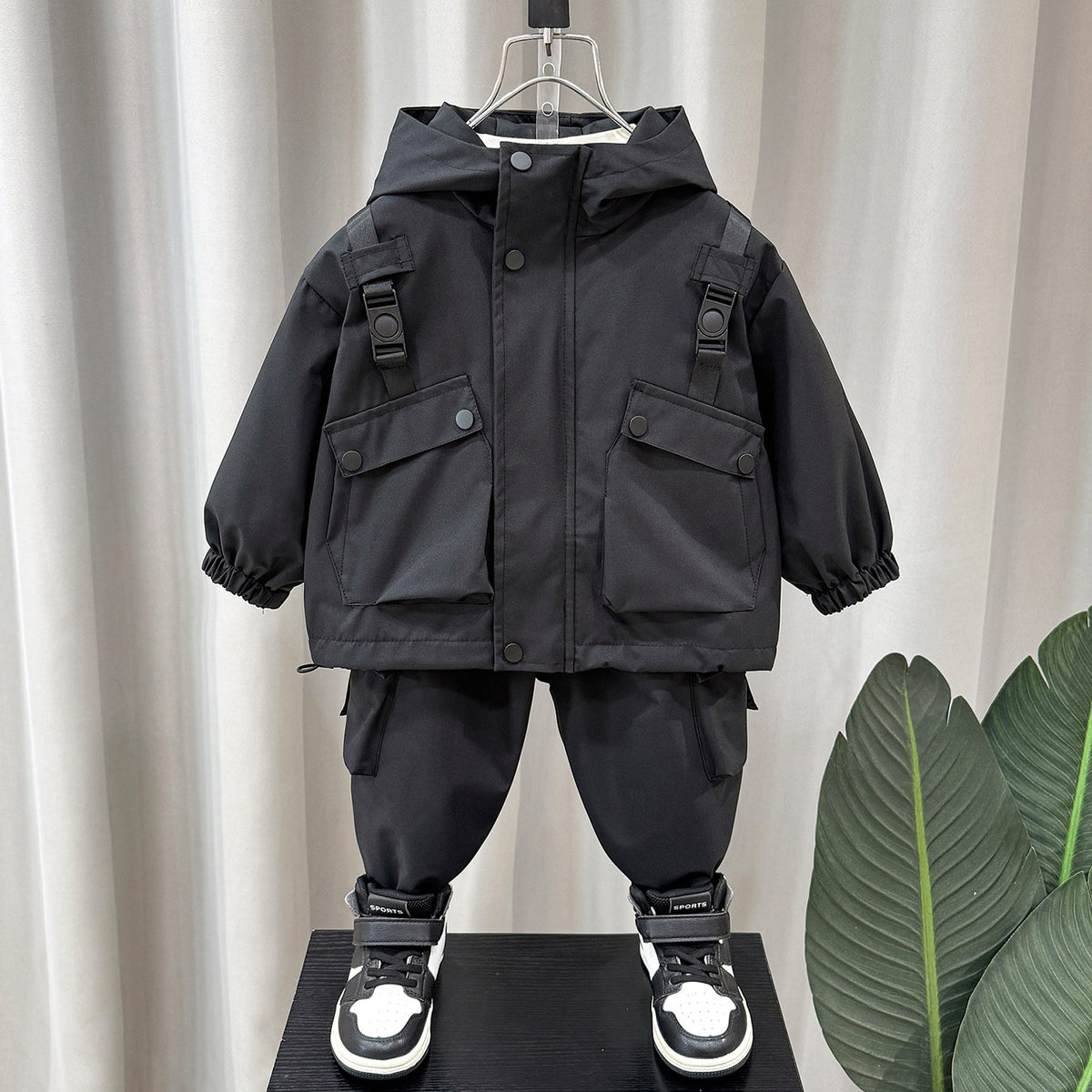 Boys' Cargo Hooded Jacket & Pants Set – Red/Black - product image 6