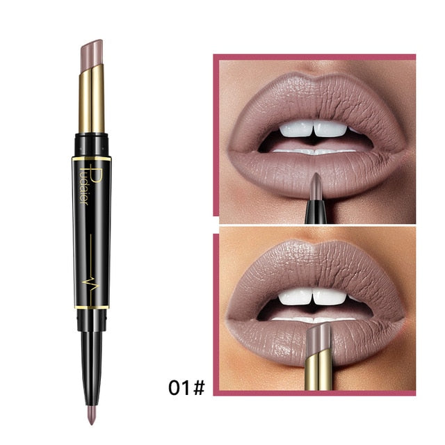 Matte Lipstick Wateproof Double Ended Long Lasting Lipsticks Brand Lip Makeup Cosmetics Nude Dark Red Lips Liner Pencil - 2bazar4