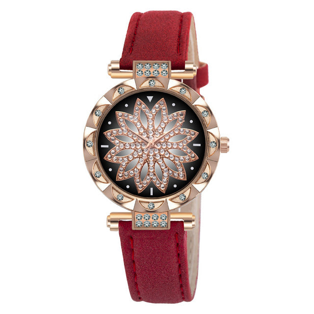 New Fashion Leather Strap Watch Women Quartz Watch Romantic Starry Sky Wrist Watch Bracelet Set for Women Gift Wrist Accessories - 2bazar4