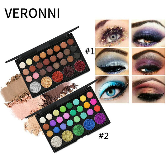 VERONNI 29-color eyeshadow matte pearlescent earth-tone eyeshadow smoky makeup multi-color eyeshadow palette - 2bazar4