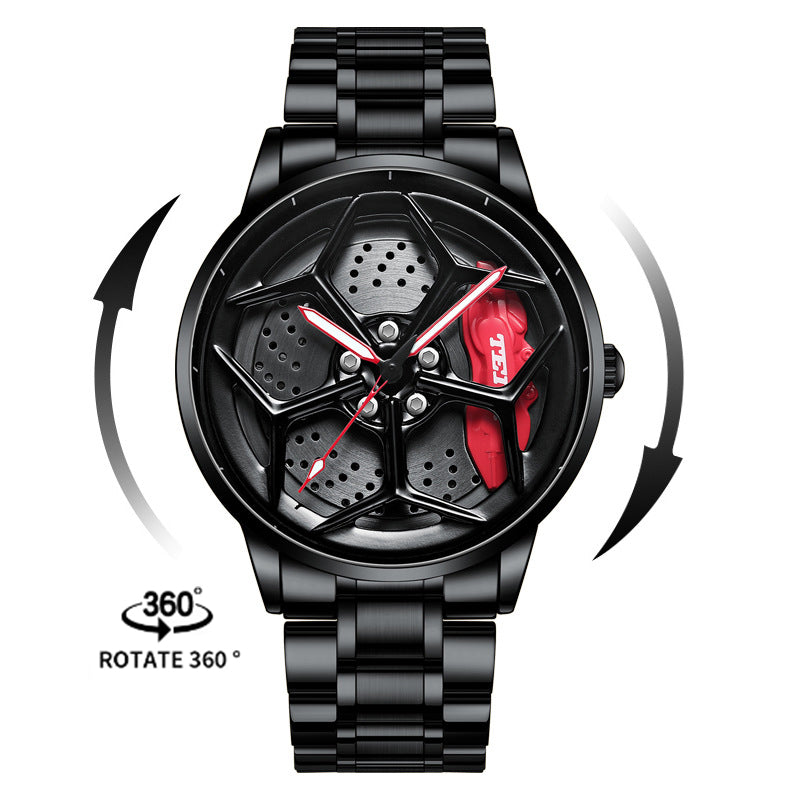New Top Brand Luxury Mens Watches Stainless Steel Car Wheel Hub Quartz Watch For Men Military Sport Watch Relogio Masculino - 2bazar4