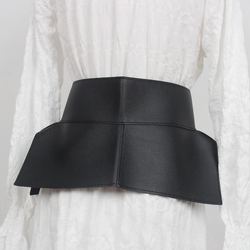 Knotted extra wide belt women's lace-up leather skirt fashion decoration - 2bazar4