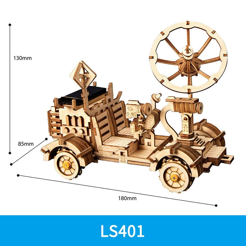 Robotime ROKR DIY Solar Energy Wooden Blocks Toys Model Building Kit Space Hunting Assembly Toys For Children Kids - 2bazar4
