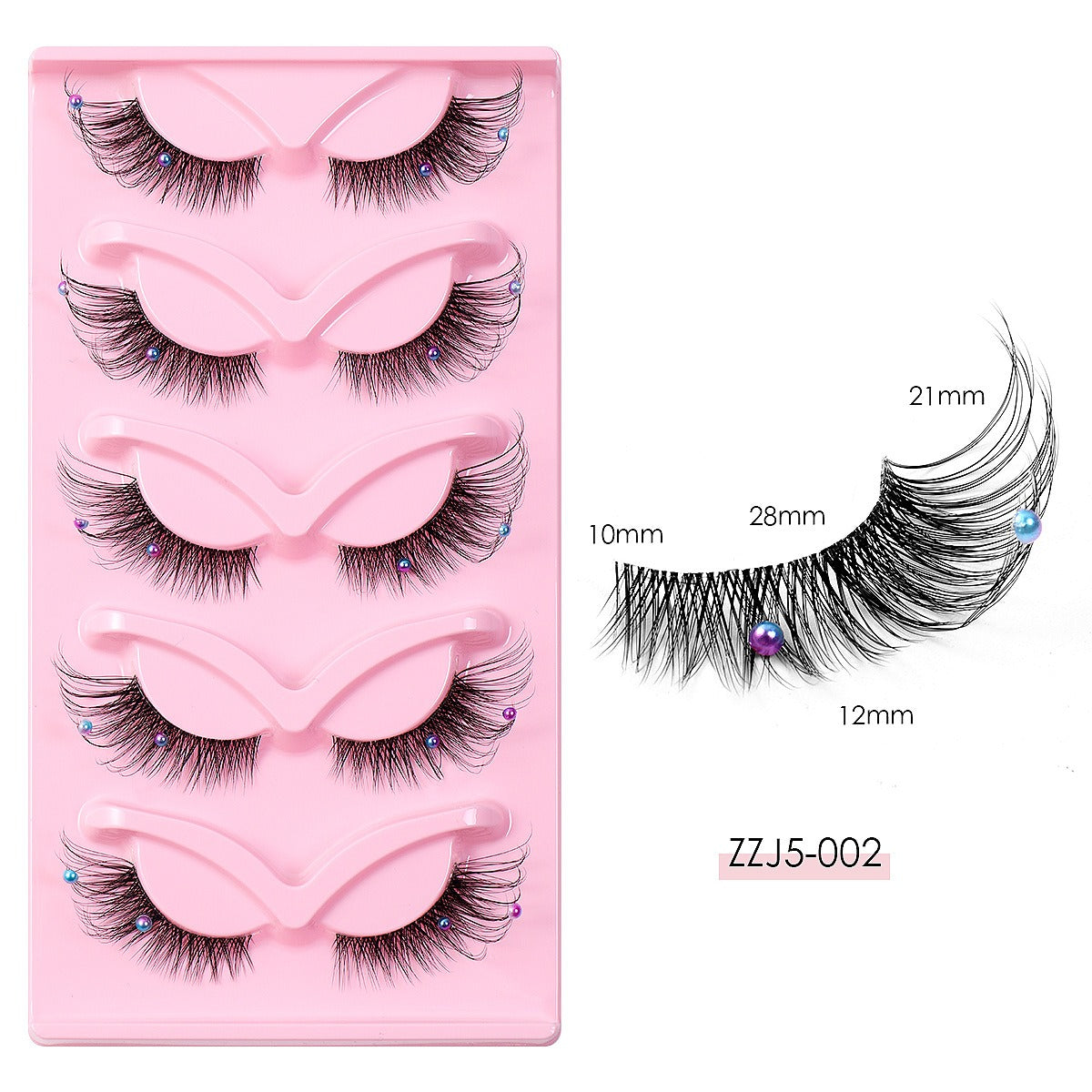 Clear Band Corner Foxy Winged Cat Eye 3D Strip Lashes Silk Party Full False Eyelash Vegan Faux Mink Eyelash With Diamond Pearl - 2bazar4