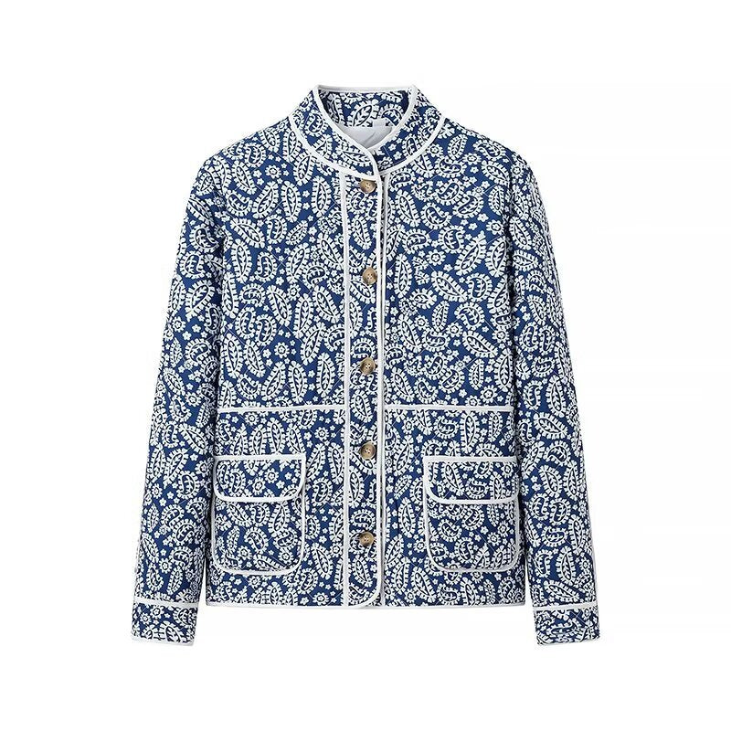 Autumn New Women's Printed Loose Fashion Top Cotton Jacket for Women - 2bazar4