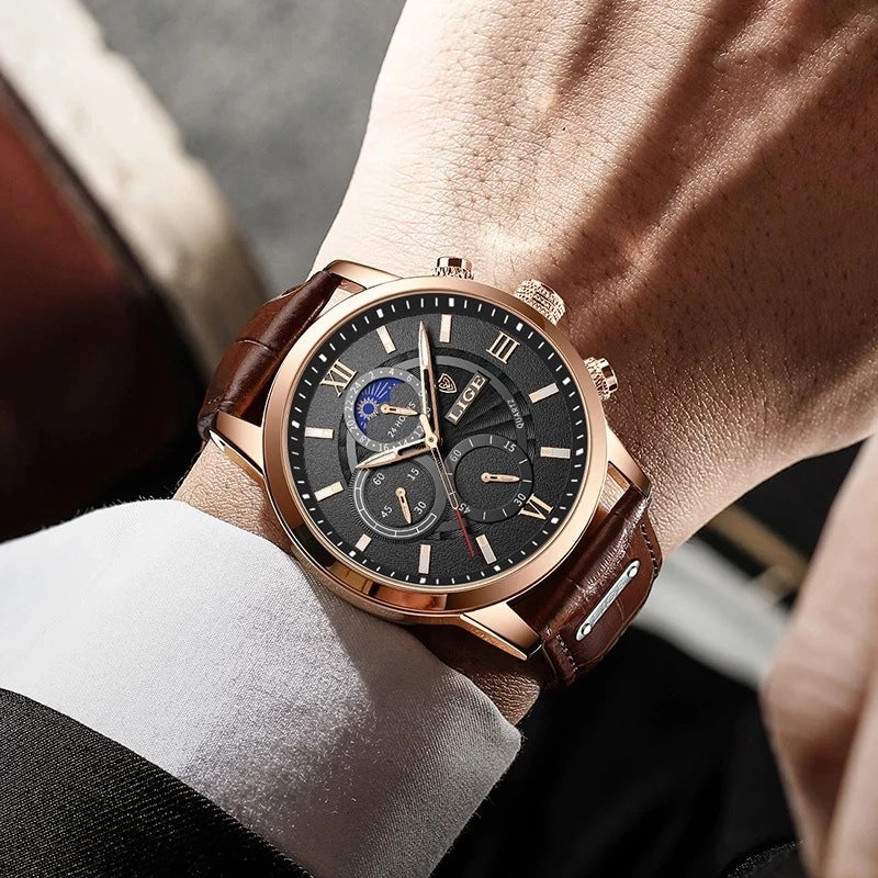 Lige New Quartz Watch Quartz Multifunction Chronograph Waterproof Watch - 2bazar4