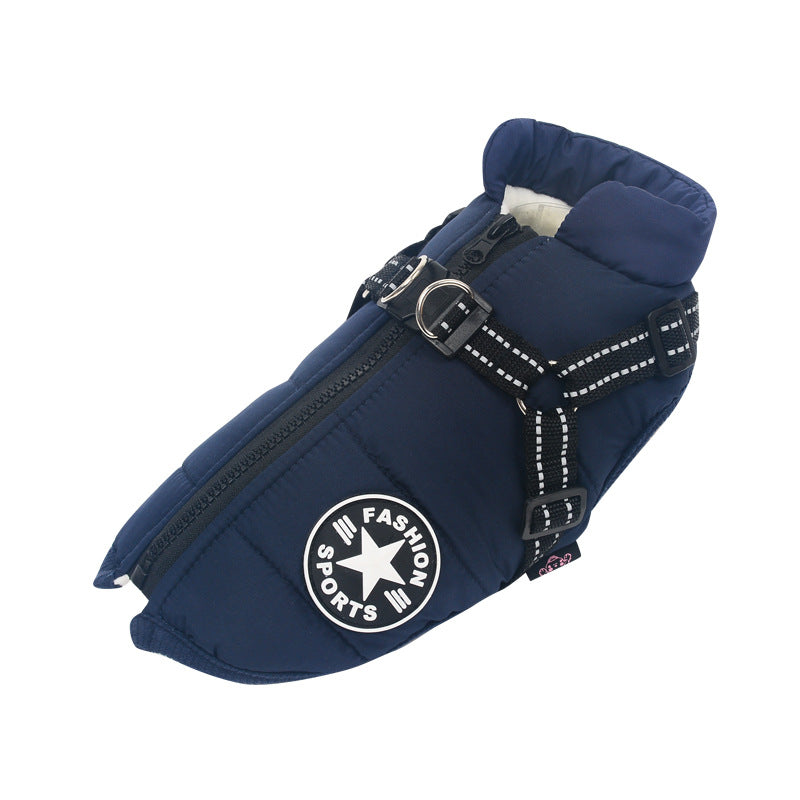 Large Pet Dog Jacket With Harness Winter Warm Dog Clothes For Labrador Waterproof Big Dog Coat Chihuahua French Bulldog Outfits.pets - 2bazar4