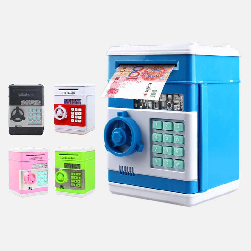 Safety Password Chewing Coin Cash Deposit Machine Electronic Piggy Bank Mini Money Box Gift for Children Kids - 2bazar4