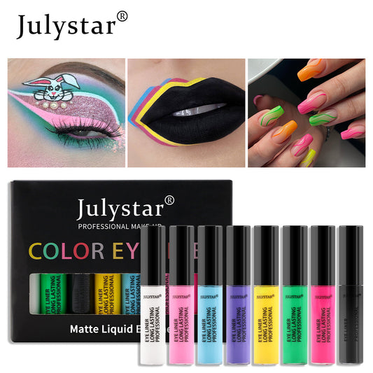 Colorful Stain Free Liquid Eyeliner Set Waterproof Oil Proof Eyeliner Liquid Pen White Eyeliner - 2bazar4