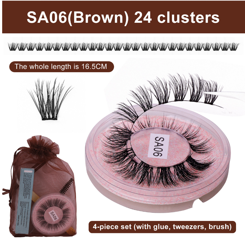 DIY false eyelashes set whole cut eyelashes European and American thick curling travel size eyelash combination - 2bazar4