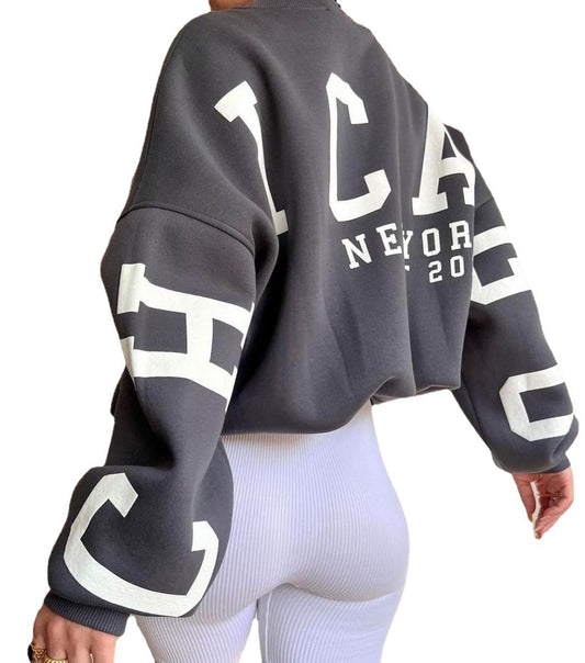 Casual Letters Print Sweatshirt Women Fashion Fleece Long Sleeve LooseCasual Letters Print Sweatshirt Women Fashion Fleece Long Sleeve Loose Hoodies Y2k Streetwear Autumn Winter Lady PulloversItem number WY22001Pattern letters/numbers/textStyle: HedgingLoose fit, long sleevesSleeve type: conventional sleeveRound neck collarthick thin thickFabric name poly