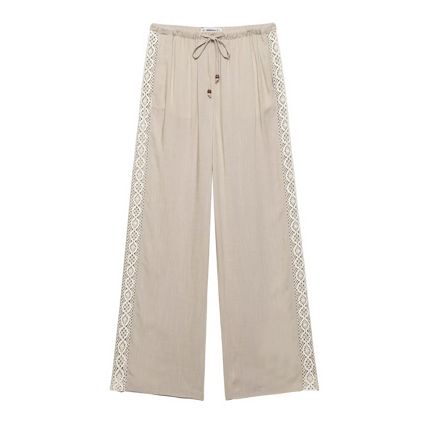 Women's Embroidered Sleeve Blouse + Side Embroidered Stripe Wide Leg Pants