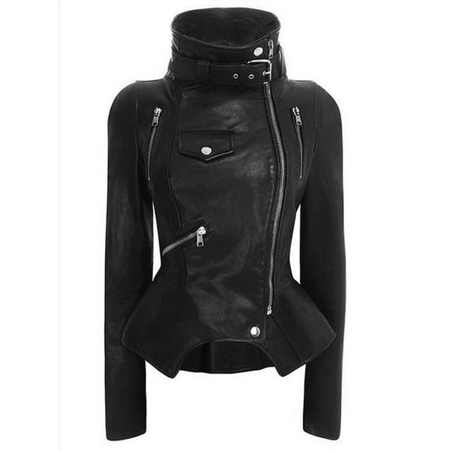 Motorcycle Leather Gothic Jacket Women Faux Leather Fashion Black Faux Coats Trend Jacket Streetwear - 2bazar4