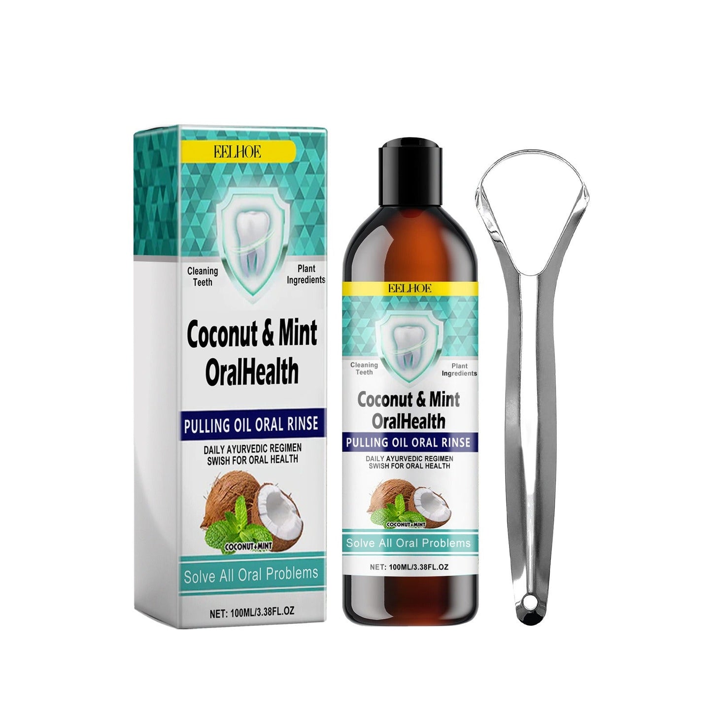 EELHOE Oral Coconut Oil Mouthwash Removes Stains Beautifies Teeth Freshens Breath Cleans Mouth And Protects Gums eprolo