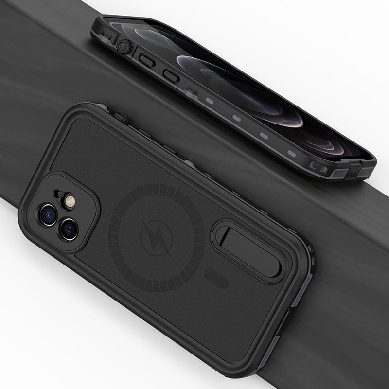 IP68 Real Waterproof Phone Case For iPhone 12 Pro Max 12 Mini 12 Pro Underwater Diving Water Proof Hide Bracket Phone Covers - 2bazar4
