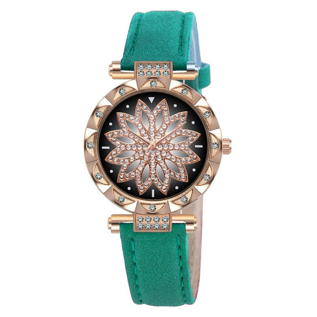 New Fashion Leather Strap Watch Women Quartz Watch Romantic Starry Sky Wrist Watch Bracelet Set for Women Gift Wrist Accessories - 2bazar4