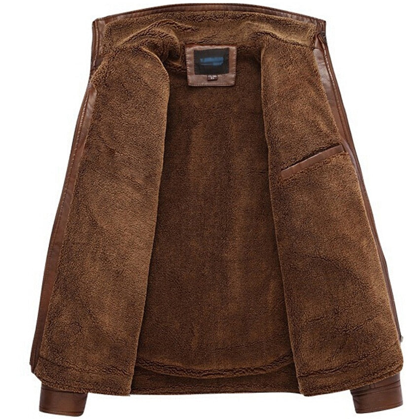 Mountainskin Leather Jacket Men Coats 5XL Brand High Quality PU Outerwear Men Business Winter Faux Fur Male Jacket - 2bazar4