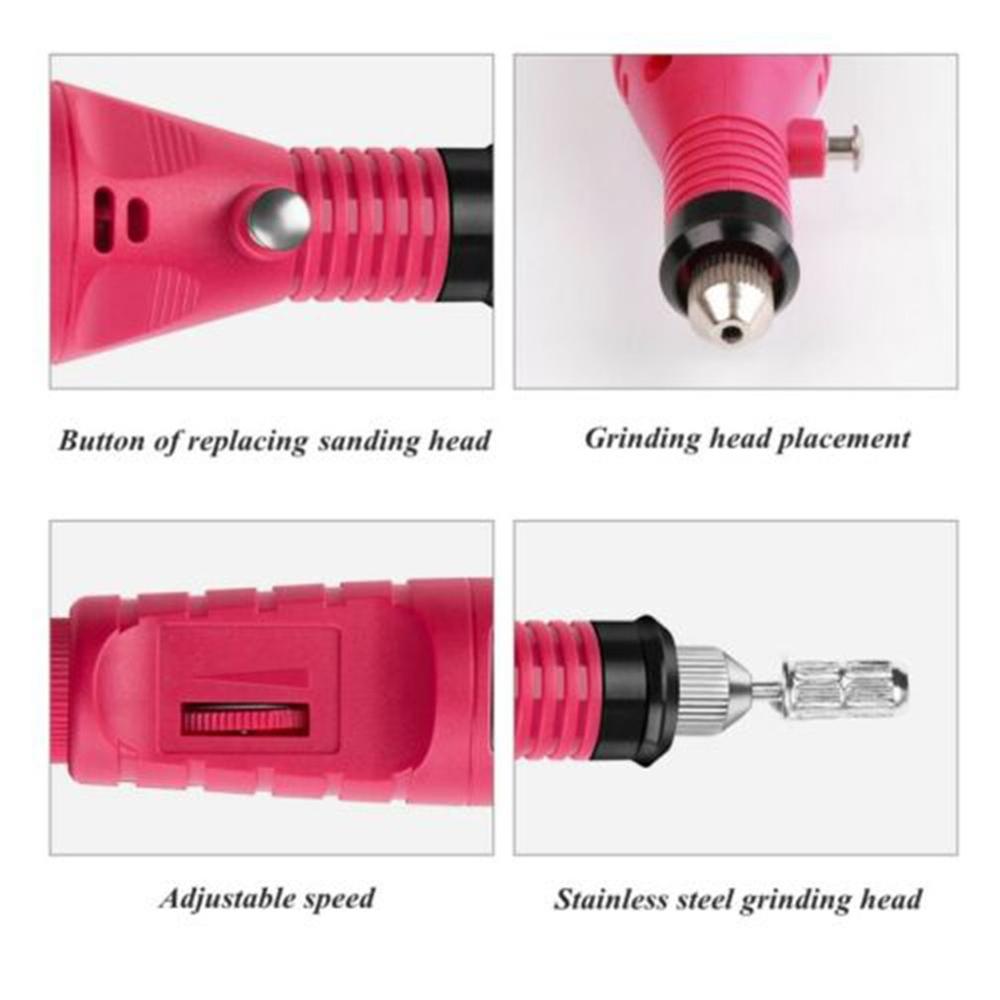 Electric Nail Drill Machine Kit Nail Gel Remove Machine Nail Art Tools Kit Pen Pedicure Nail File Sanding Bands - 2bazar4