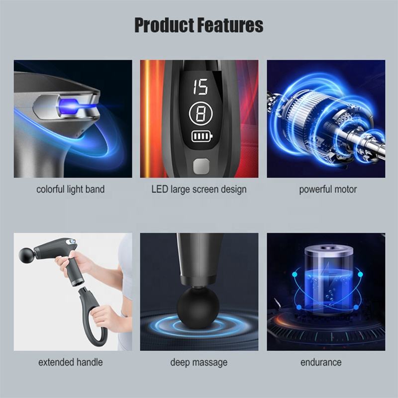 4 Massage Silicone Head Powerful Fascial Gun Portable Vibration Deep Tissue Percussion Muscle Back Massage Gun For Women - 2bazar4
