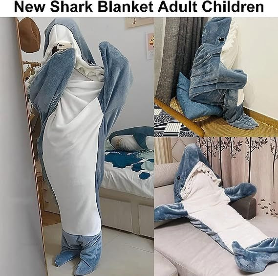 Cartoon Shark Sleeping Bag Pajamas Office Nap Shark Blanket Karakal High Quality Fabric Mermaid Shawl Blanket For Children Adult - 2bazar4