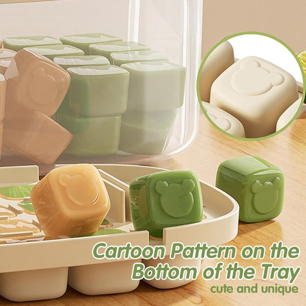 Practical Refrigerator Ice Cubes Tray System Nonslip Base Cocktails Making Tool beige