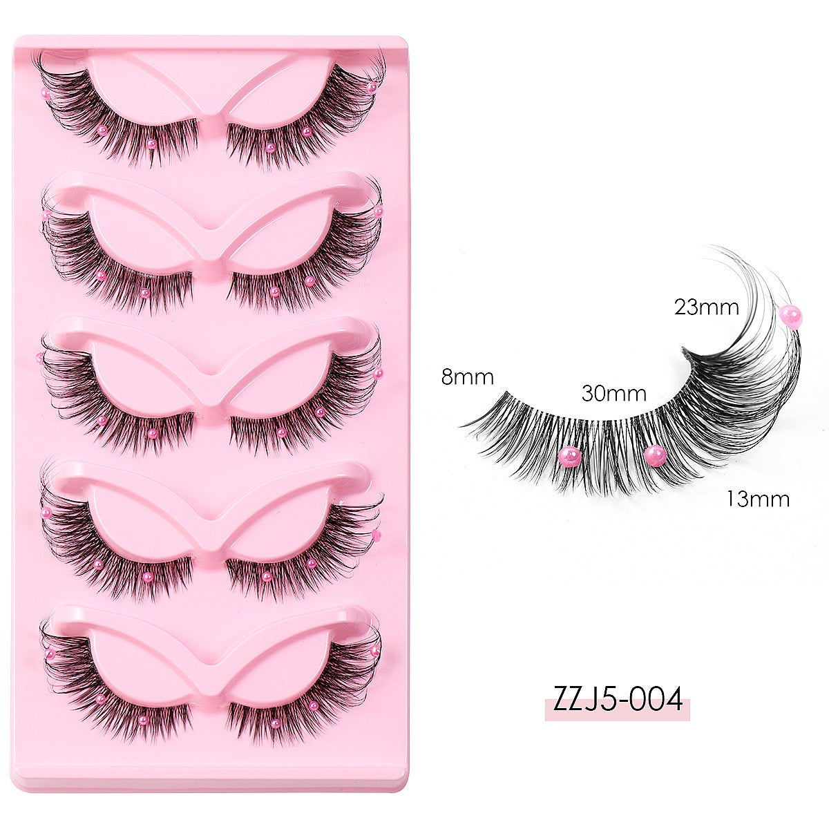 Clear Band Corner Foxy Winged Cat Eye 3D Strip Lashes Silk Party Full False Eyelash Vegan Faux Mink Eyelash With Diamond Pearl - 2bazar4