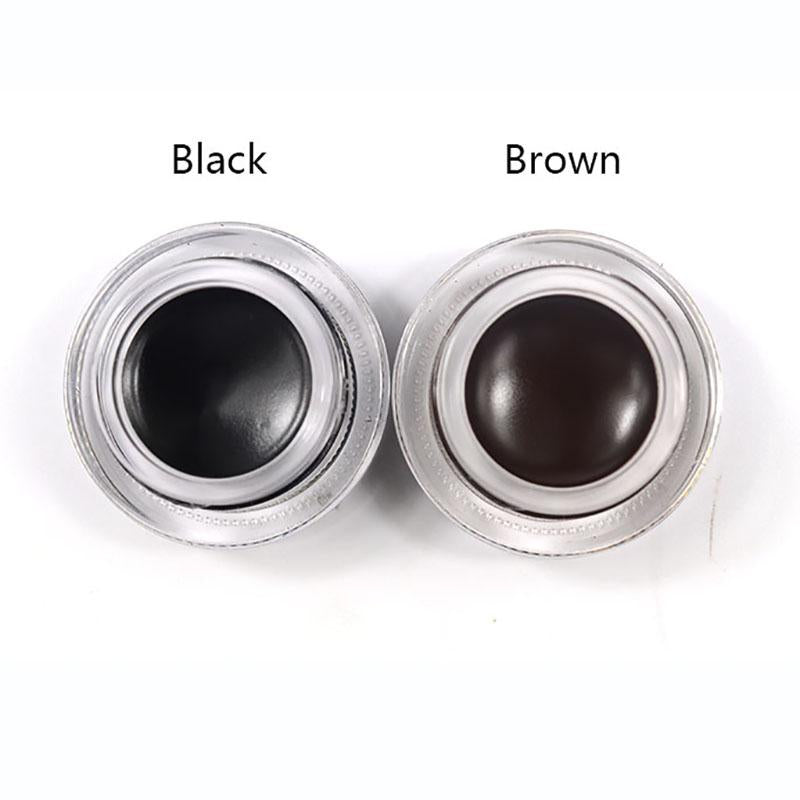 Music Flower 2 in 1 Coffee + Black Gel Eyeliner Make Up Waterproof Eye Liner Cosmetics Set Eyeliner Pens Makeup Brushes Set - 2bazar4