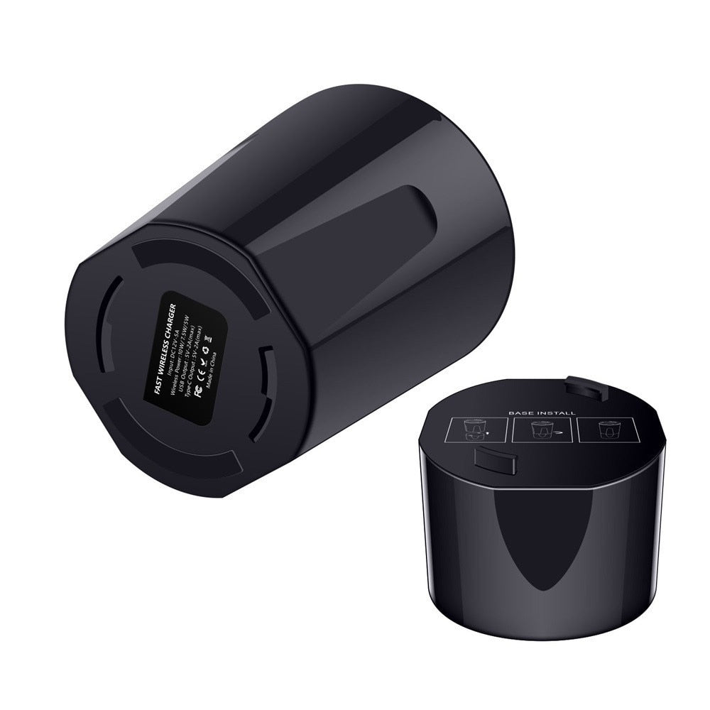 10W Car Wireless Charger Cup with USB Output - 2bazar4