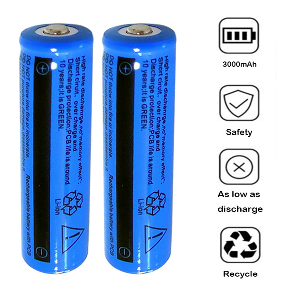 2pcs 3000mAh 18650 Rechargeable Batteries+1x USB Battery Charger Set For Fashlight headlamp