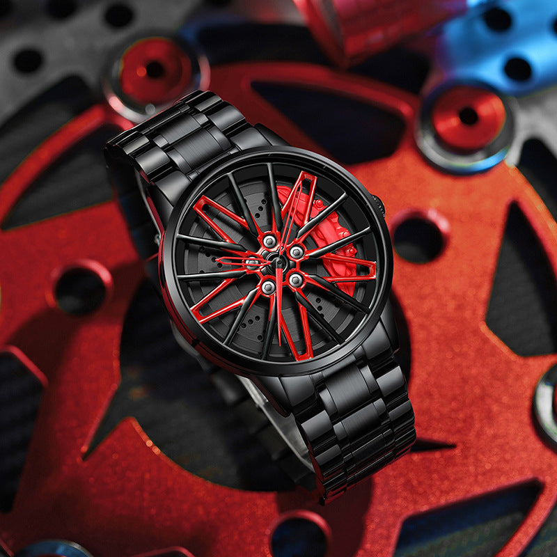 New Top Brand Luxury Mens Watches Stainless Steel Car Wheel Hub Quartz Watch For Men Military Sport Watch Relogio Masculino - 2bazar4