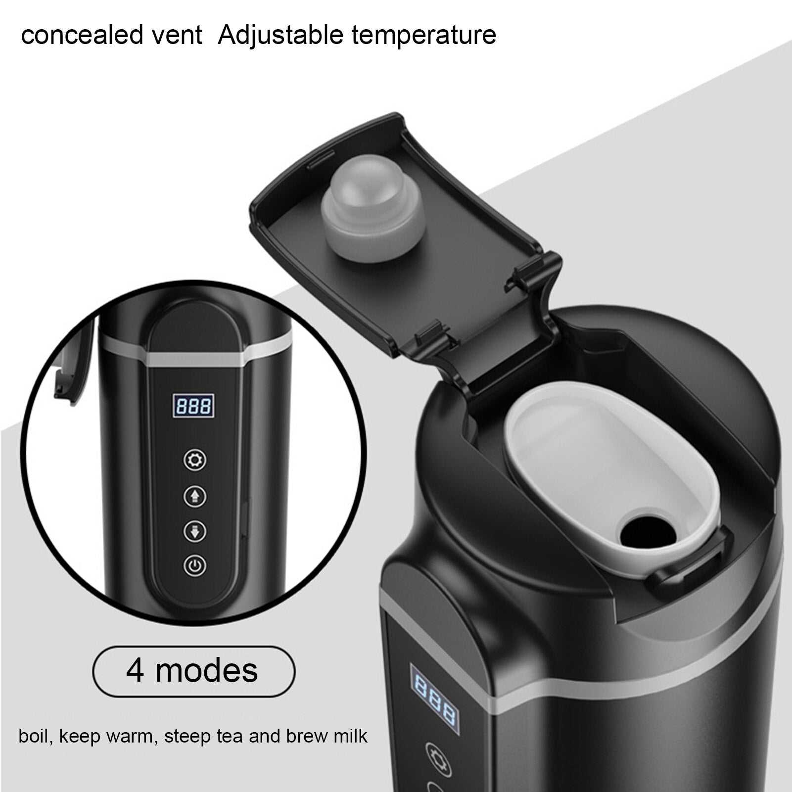 12V/24V 70W-100W Car Heating Cup 420ml Car Heated Smart Mug With Temperature Control Cigarette Lighter Car Kettle Water Heater - 2bazar4