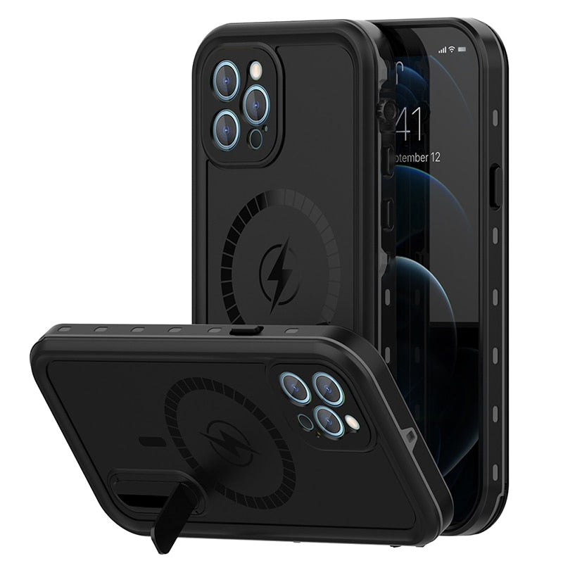 IP68 Real Waterproof Phone Case For iPhone 12 Pro Max 12 Mini 12 Pro Underwater Diving Water Proof Hide Bracket Phone Covers - 2bazar4