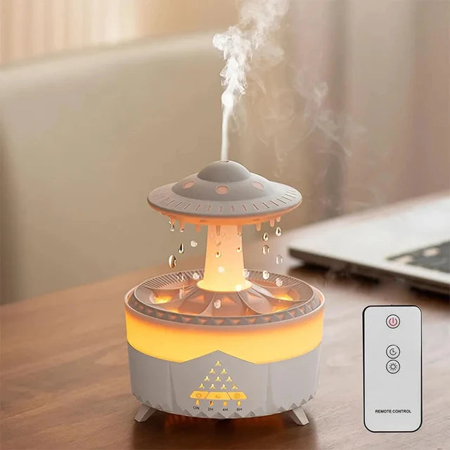 Rain Drop Air Humidifier Essential Oil Diffuser 350ml 7 Colors LED Lamp Ultrasonic Remote Control USB Rain Cloud Aroma Diffuser - 2bazar4