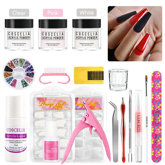 White Pink Crystal Powder 30ml Crystal Liquid Novice Suit Carved Extension Manicure Beginner Crystal Nail Suit - 2bazar4