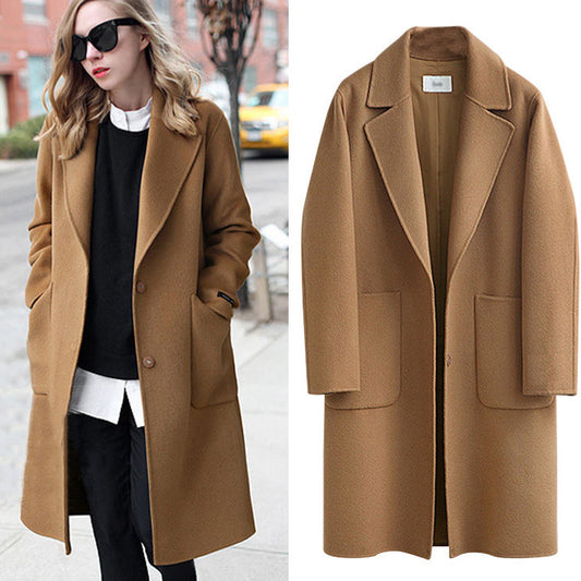 Autumn and winter women's double-sided woolen coat, European and American new long loose woolen coat, women's woolen coat - 2bazar4